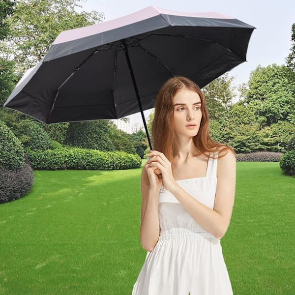 Rejse kompakt paraply, lille paraply til regn og sol, parasol paraply UV-beskyttelse UV-blokering, 8 ribber vindafvisende paraply, let og bærbar paraply Pink