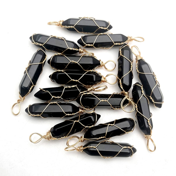 Luckeeper Healing Crystal Wands | Svart Obsidian | 6 Facetterad Reiki Chakra Meditationsterapi 4 PCS