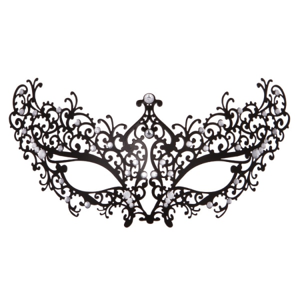 Masquerade Mask For Women Metal Mask Shiny  Party Evening Prom Ball Mask --- G Black White Diamond