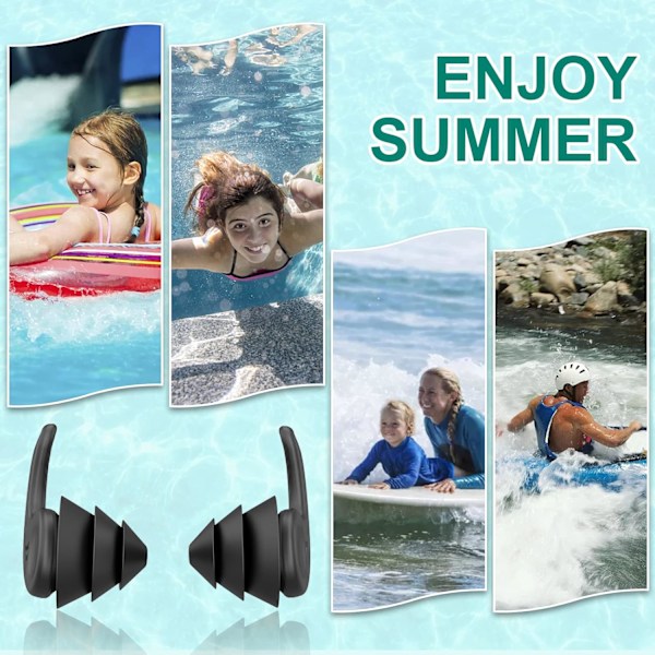 3 st Simöronproppar för Vuxna, Vattentäta Återanvändbara Silikon Simöronproppar för Simning, Surfing, Snorkling, Dusch och Pool, Be