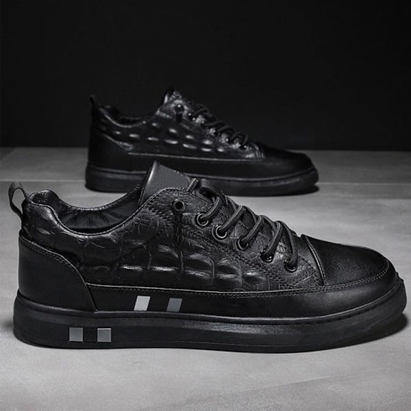 Herr Casual Skor Mode Mångsidig Andningsbar Halkfri Herr Snörning Sneaker för Daglig Promenad Arbete Resor Black 39