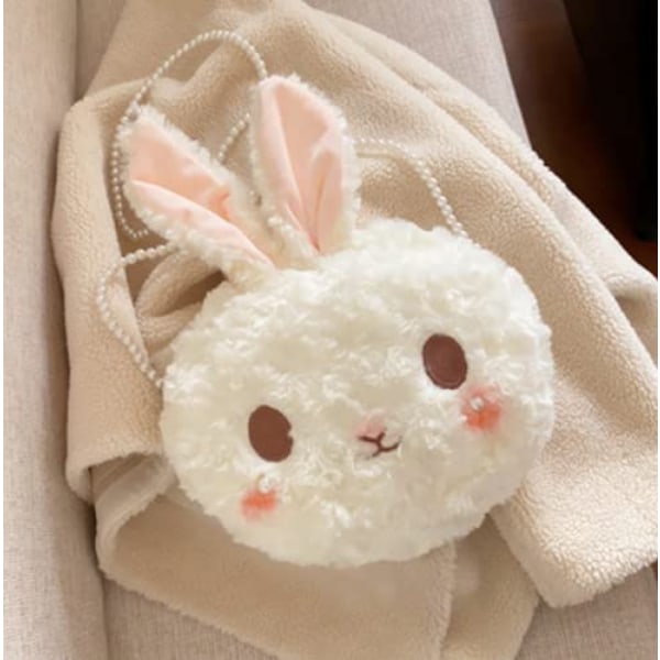 AVEKI kawaii pupu olkalaukku, sarjakuvapehmoinen puputyttöjen lompakot, söpö Lolita-laukku lapsille ja teini-ikäisille, ihana pörröinen eläinlaukku (helmiäinenketju)