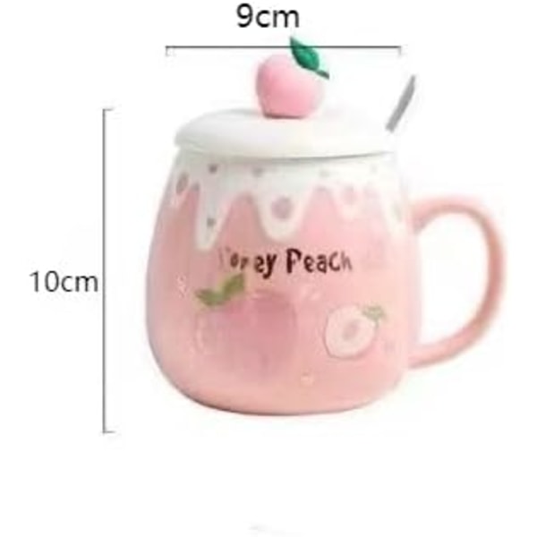 Høj skønhedskop med låg og ske Mug Kvinder Student Koreansk Version Sød ins Kaffe Kop Husholdning Keramik Morgenmad Kop