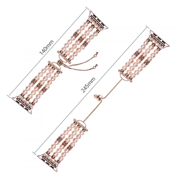 Pärlarmband för Apple Watch Series SE 8 7 6 5 4 3 2 1, Justerbart Agat Pärla iWatch 38/40/41mm Smycken Armband