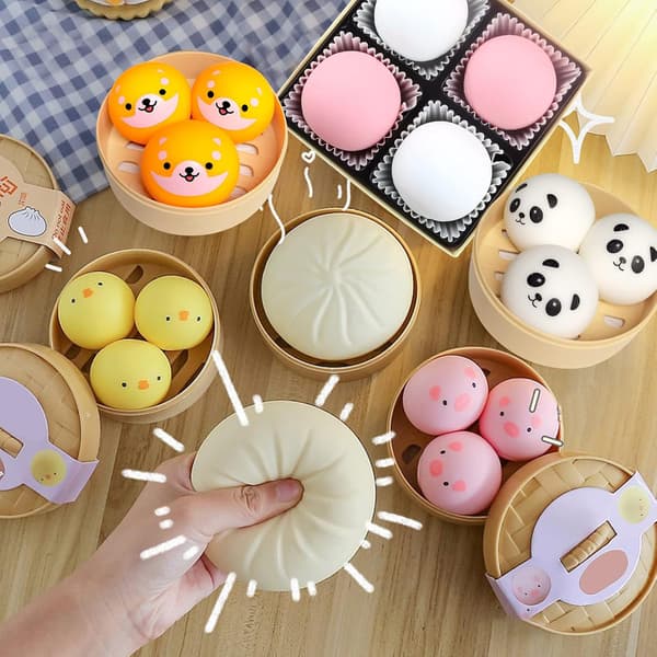 3 st ångade björnfidgetleksaker, sensoriska leksaker för ångestlindring Mochi med bambuångkokare, simuleringsstressbollar stresslindrande presenter
