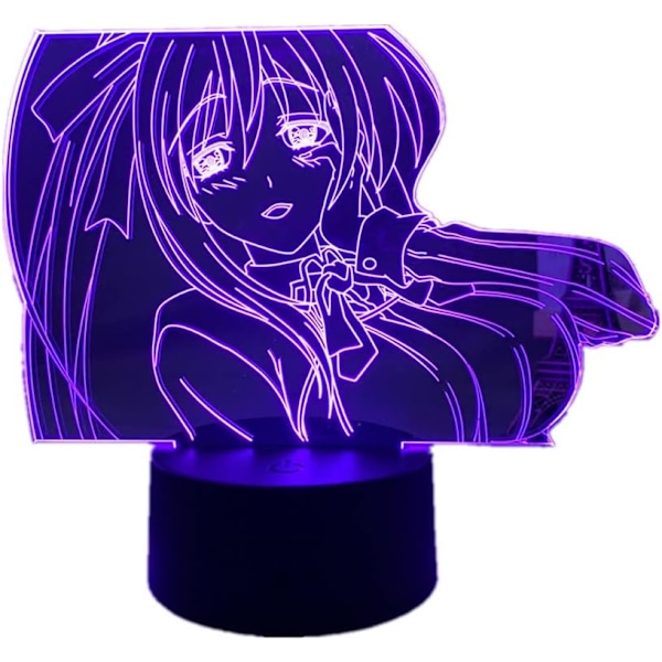 7/16 Färger 3D Nattlampa High School D×D Himejima Akeno Anime Karaktär Akryl LED Illusion Lampa Rum Dekoration Ljus Touch Fjärrkontroll USB Skrivbordslampa Barn