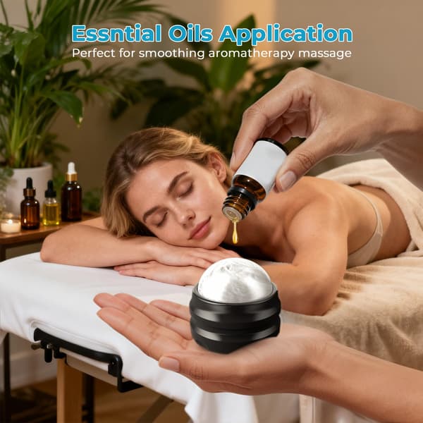 2-pack Muskelmassage Roller Ball, Handhållet Terapiverktyg för Öm Kropp & Ledvärk. Black White
