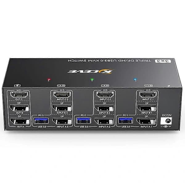 KVM-switch 3 skärmar 3 datorer 8K@60Hz 4K@144Hz, TH