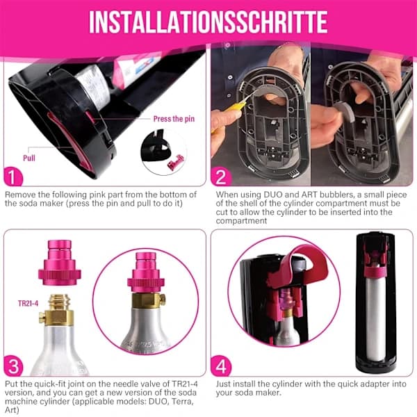 tr21-4 CO2 Hurtigadapter - CO2 Brusadapter for Sodastream (Rosa),SD