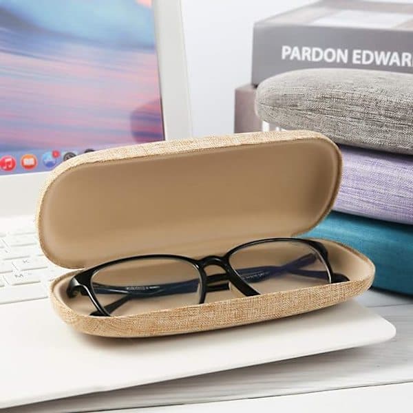 4-pack Hard Glasses Cases, Large Linen Fabric Sunglasses Case, Simple Eyeglass Protector, SEB