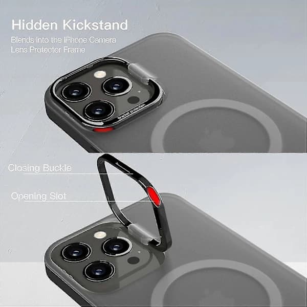 Magnetisk deksel med stativ Kompatibel med iPhone 13 Pro Max/iPhone 13 Pro/iPhone 13, Støtsikker beskyttelse, TH