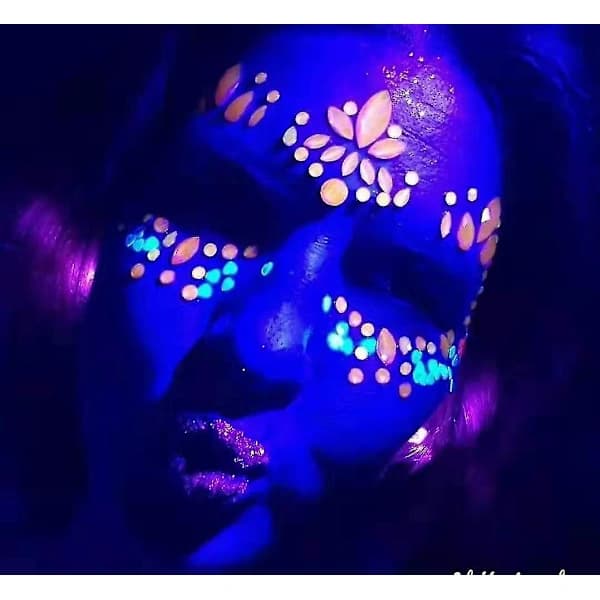 8 sæt selvlysende ansigtssten Rave Blacklight kropsmærkater gløder i mørket lysende ansigtssmykker Fluo, SD