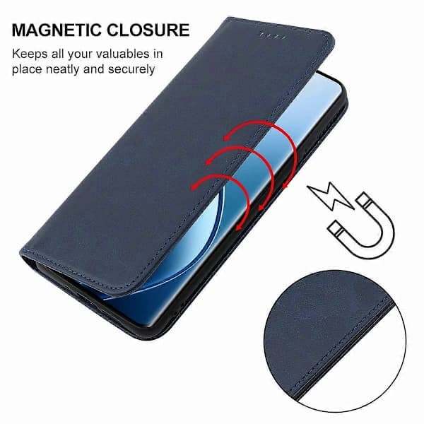 Magnetisk Lukning Læder Telefoncover Blå Til Realme 12 Pro / 12 Pro+,SD