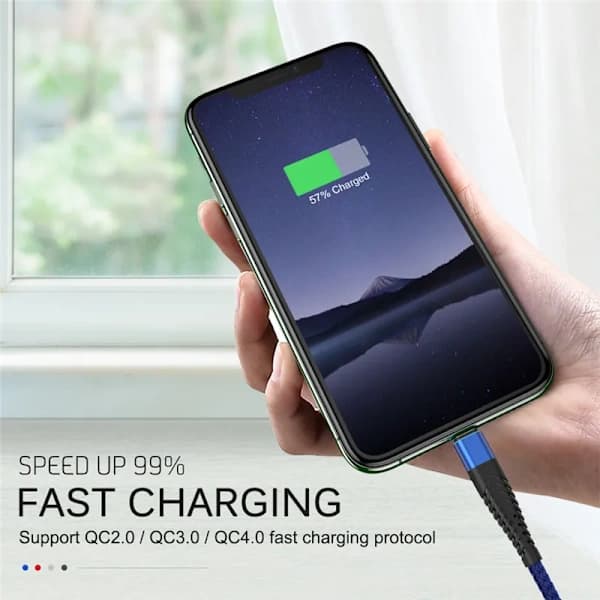 USB-kabel for iPhone 11 12 13 14 Pro X XS Max 6 7 8 Plus SE Apple iPad Hurtigladekabel Original Mobillader Data, 2m