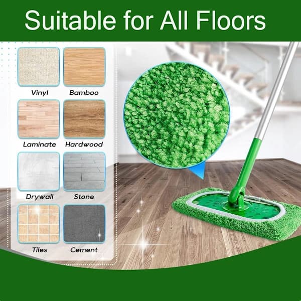4-pack Reusable Microfiber Mop Pads - Suitable for Efficient Sweeping and Cleaning, Compatible with Swiffer Sw,SEB