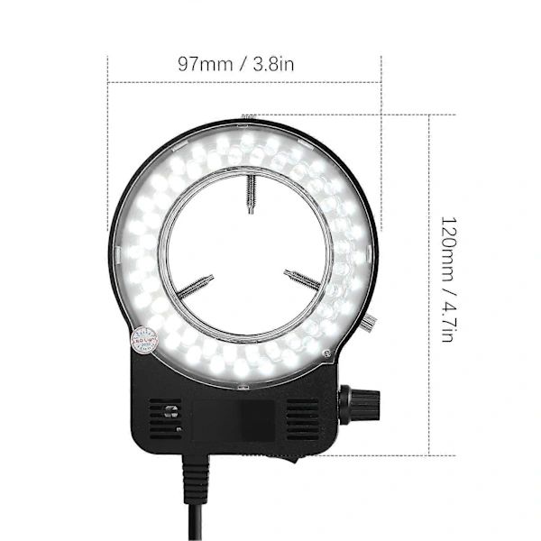 LED Ring Light for Microscope, Adjustable Brightness Microscope Lamp, SEB