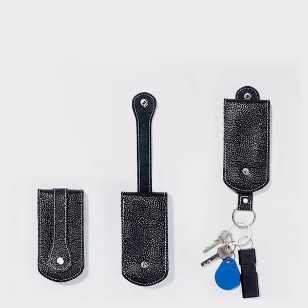 Nøglering i ægte læder, svensk design, rummelig Sort Sort one size,SD