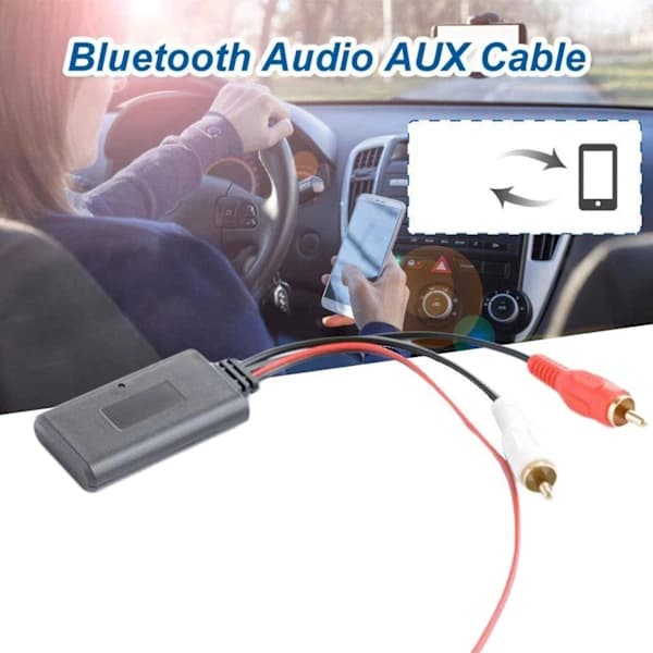 2 stk Bil Trådløs Bluetooth-modul Musikkadapter RCA Aux Lydkabel Universal 2rca Grensesnitt Bluetooth-adapter 5-12v,SD