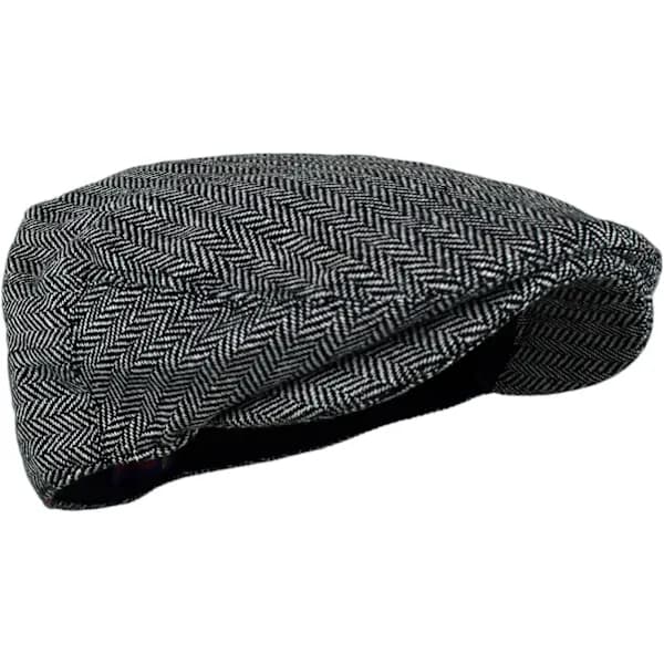Klassisk sildebensmønstret flat cap i uldblanding til mænd (Large/X-Large, koksgrå),SD