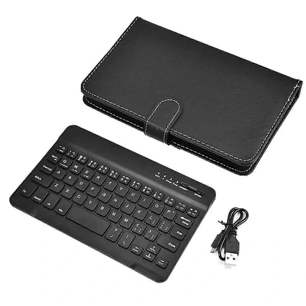 Bluetooth Mini Wireless Keyboard with PU Leather Case for Smartphone Tablet 4.5 Inch - 6.8 Inch Rec,SEB