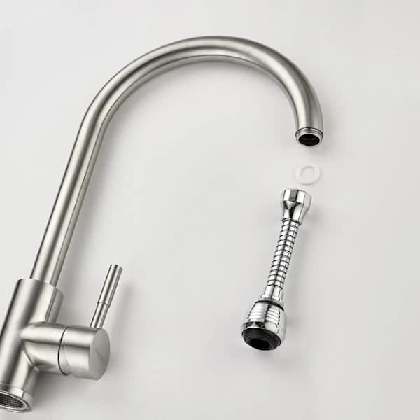 Nozzle for Faucet - 360° Rotating Kitchen Faucet Adapter - Flexible Silver, SEB