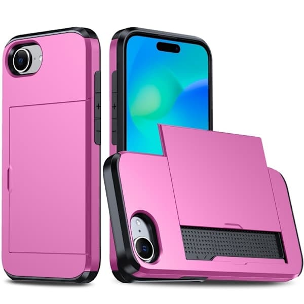 Fodral för iPhone 13 6.1 rosa glidande kortplats anti-fall plånbok,AB