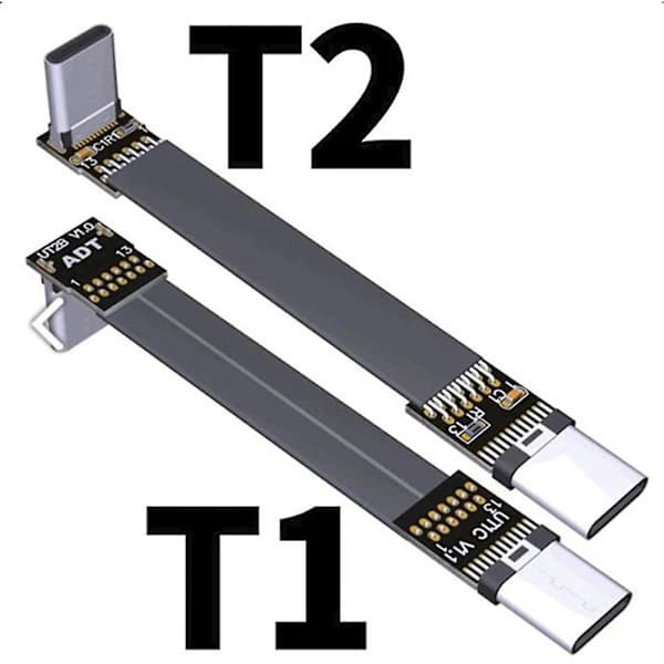 USB 3.1 Type C - Type C -jatkokaapeli 90 asteen sovitin FPC FPV nauhatasainen USB C -kaapeli 3A 10 Gbps, SD