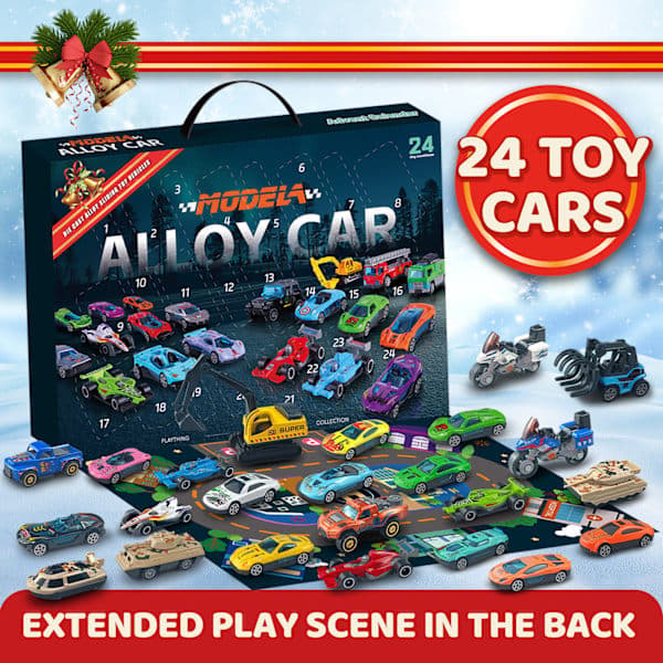 Jud- Jul adventskalender blind box 24 dagar legering bilmodell leksaker för barn presenter, SD