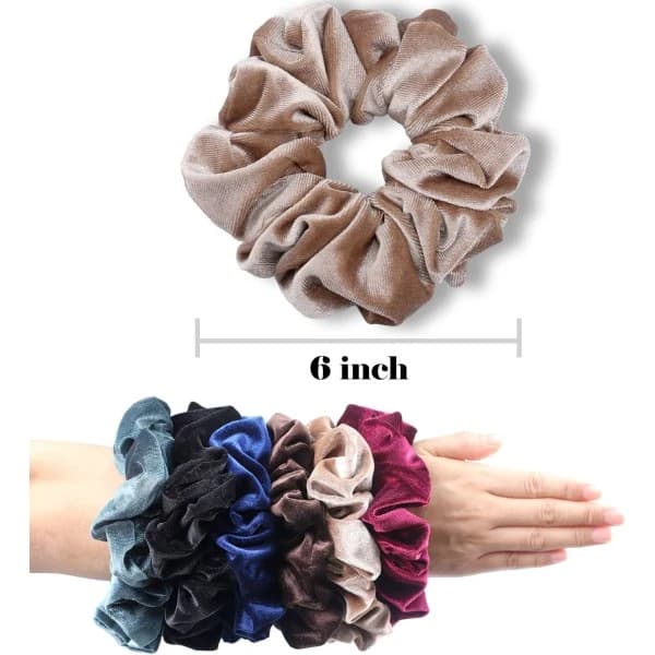 Premium Bløde Scrunchies til Tykt Hår Kvinder, 6-pak - Stor Størrelse [YJD],SD