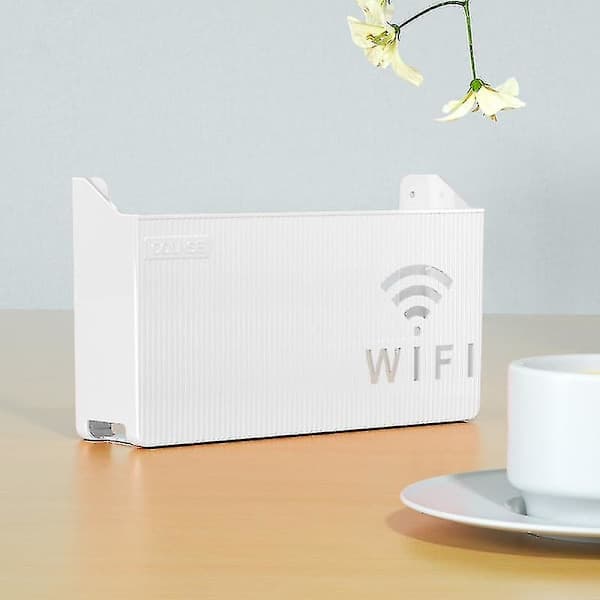 Wireless WiFi Router Shelf Storage Box, Wall Mounted ABS Plastic Organizer Box, Cable Power Bracket Organizer Box (white), SEB