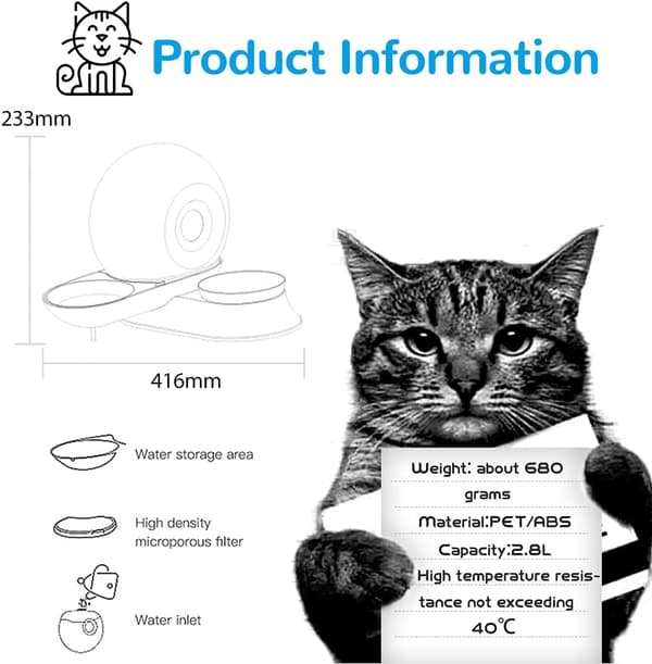 Torrfoder- och Vattenautomat för Katt och Hund, 2 i 1 Automatisk A