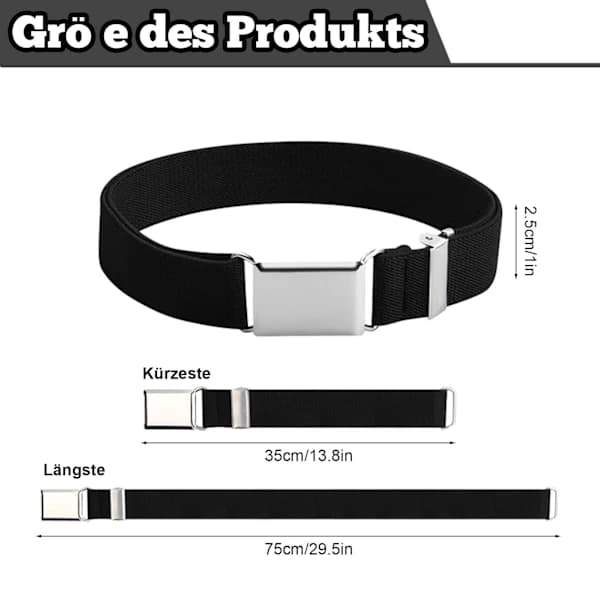 3-pack justerbara elastiska bälten för barn med magnetiska spännen 2,5x75 cm, SD
