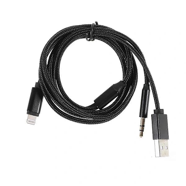 Lightning till 3,5 mm USB Laddning Audio AUX Adapterkabel för iPhone iPad, SD
