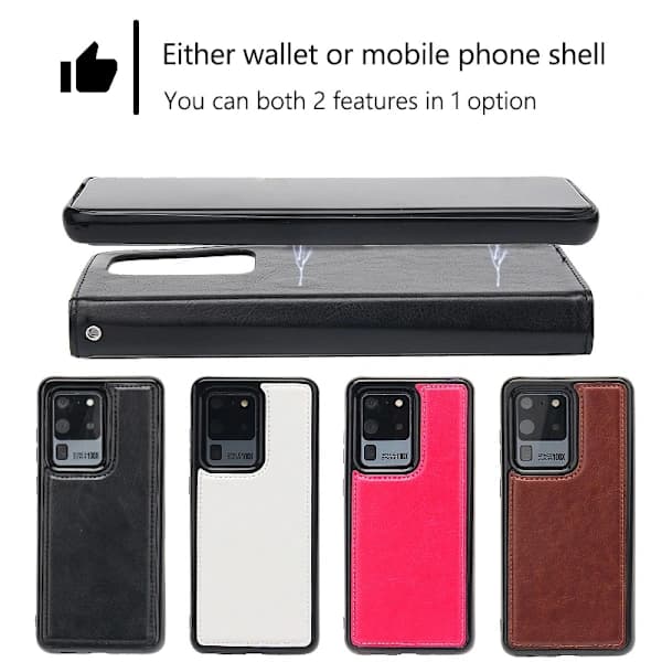 Samsung S21 Ultra Cover / Magnetisk Etui 2 i 1 - Vælg Farve! Sort Sort Sort,SD