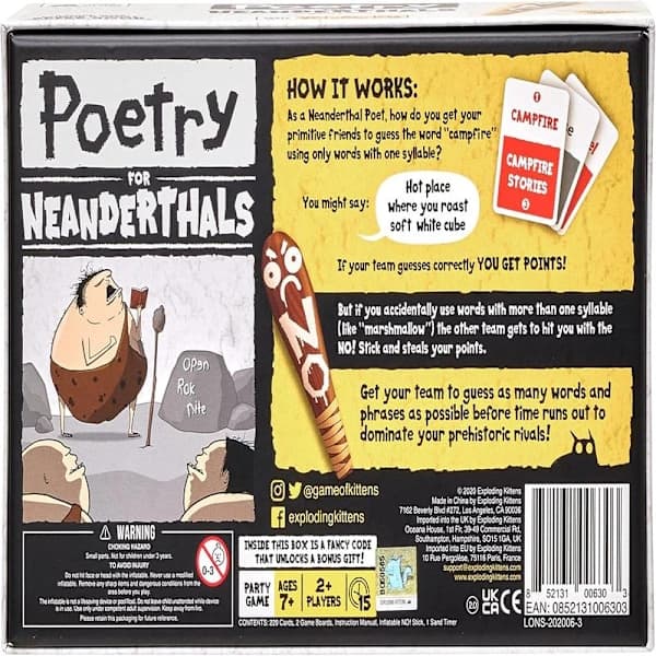 Exploding Kittens Poesi for Neandertalere av Exploding Kittens, Kortspill for Voksne Tenåringer og Barn, Morsomme Familiespill, SD