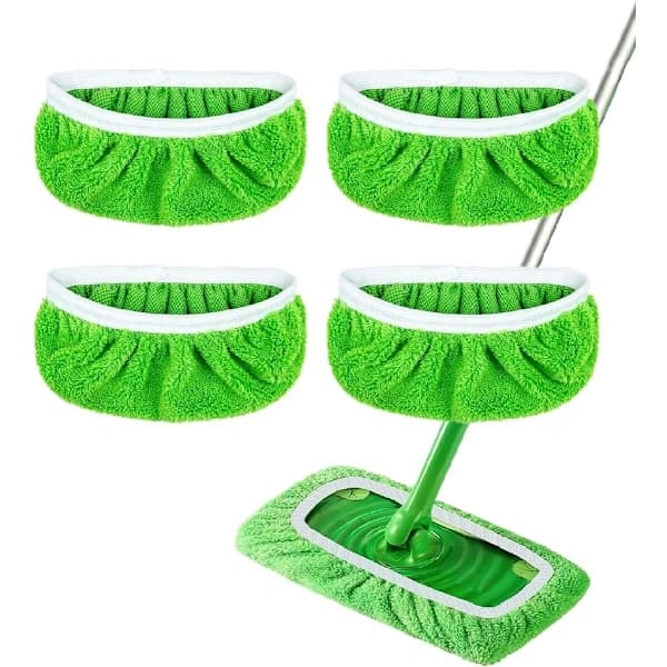 4-pack Reusable Microfiber Mop Pads - Suitable for Efficient Sweeping and Cleaning, Compatible with Swiffer Sw,SEB