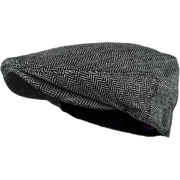 Klassisk sildebensmønstret flat cap i uldblanding til mænd (Large/X-Large, koksgrå),SD