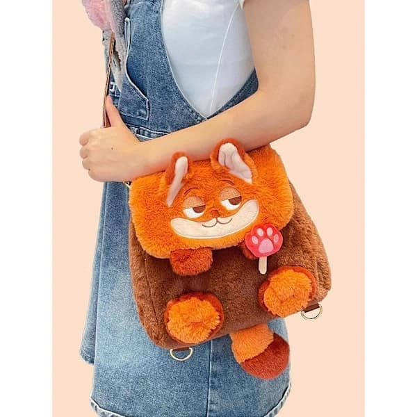 Zootopia Cute Cartoon Judy and Nick Large Capacity Backpack Shoulder Bag Plush Backpack with Flap 2Psc,SEB