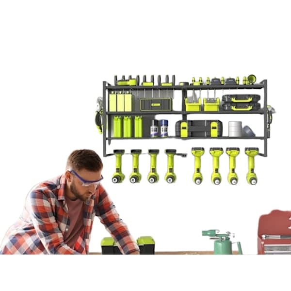 Weldun Power Tool Storage Rack, 2-Pack, Wall Mounted Drill Holder for 4 Drills, for Garage and Workshop.,SD