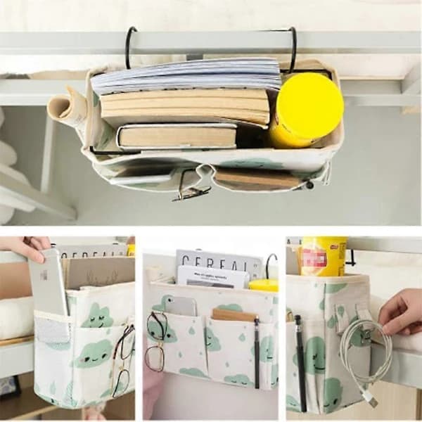 Hanging Storage Basket for Bed, Bedside Organizer Hanging Storage Bag with 3 Pockets, Suitable for Bunk Beds ,SEB