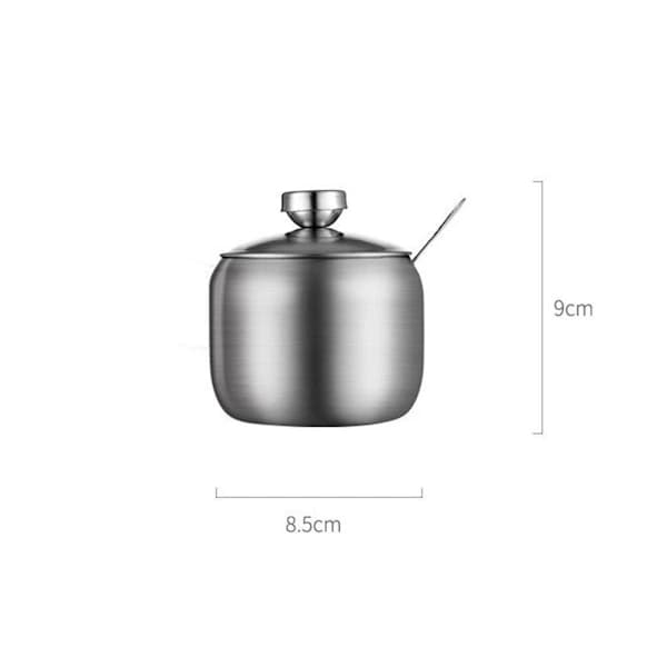 Sukkerskåle i rustfrit stål - Sæt med 2 sukkerskåle med låg til salt, sukker, kaffe og te,SD