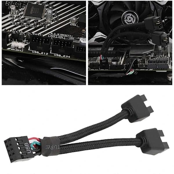 Bundkort USB 2.0 9-bens Header 1 til 2 Forlængerhub Splitter Adapter Konverter, SD