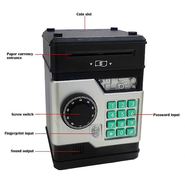 Smart Fingeravtryckssparbössa för Barn - Säker ATM-sparbössa, SD
