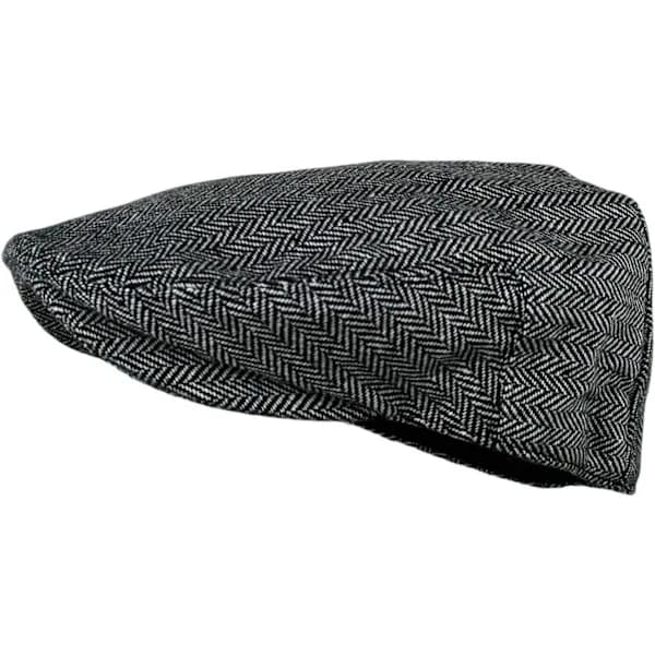 Klassisk sildebensmønstret flat cap i uldblanding til mænd (Large/X-Large, koksgrå),SD