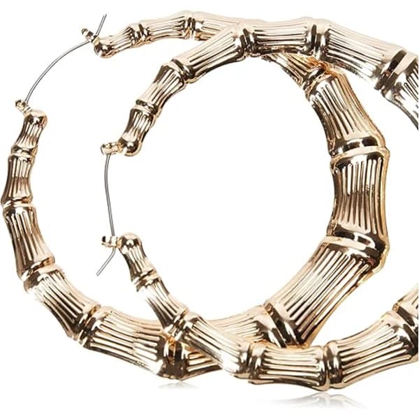 Metallringer Bambu Hoop Øredobber for Kvinner, Gull, One Size,SD