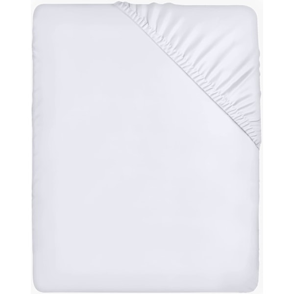 Bedding - Fitted Sheet - White, 180 x 200 cm - 30 cm Deep for Thick Mattress - Brushed Microfiber Polyester,TH