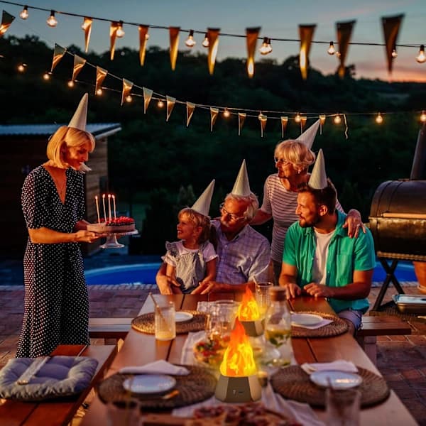 Simulated Flame Lamp, USB Rechargeable, 3-Mode LED Flame Light, Suitable for Outdoor Camping, Festive Table Decoration, SEB