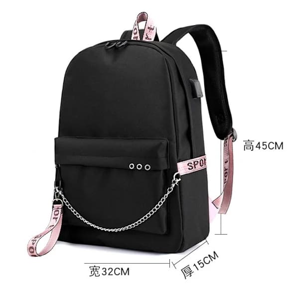 Blackpink USB-laddningsryggsäck multifunktionsryggsäck, SD