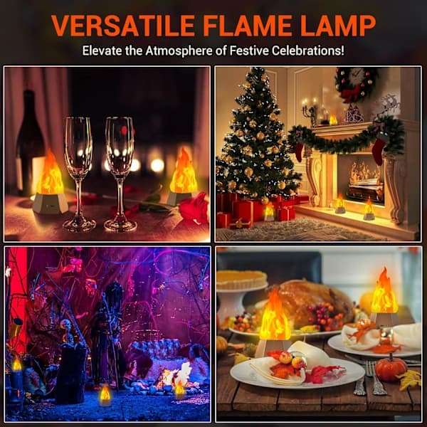Simulated Flame Lamp, USB Rechargeable, 3-Mode LED Flame Light, Suitable for Outdoor Camping, Festive Table Decoration, SEB