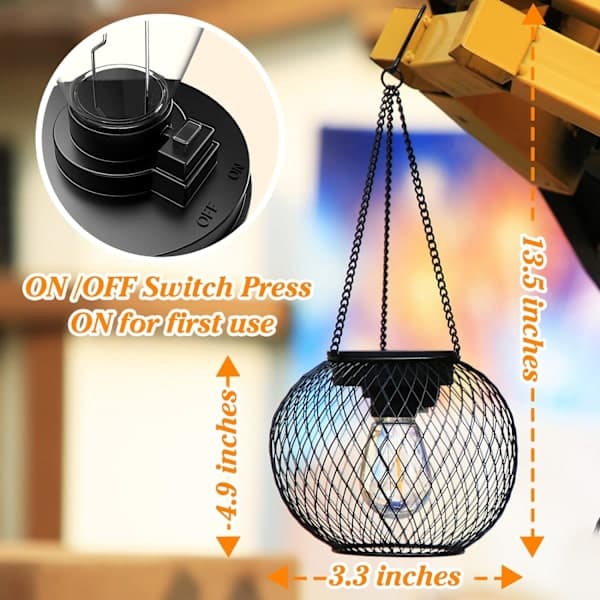Solar Powered Hanging Lights 2-pack - Waterproof Outdoor Garden Lighting with Automatic Dusk Sensor f,AB